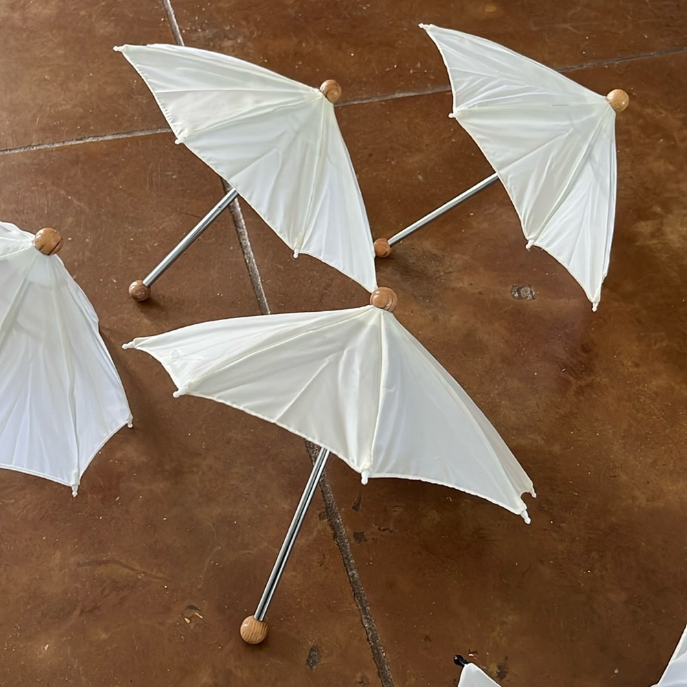 Lot 6 Miniature Parasols Umbrellas Baby Wedding SHOWER Party Favors Doll Accents - Picture 4 of 16